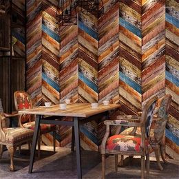 Wallpapers Retro Nostalgic American Wallpaper Imitation Wood Bar Personality Background Coffee Clothing Barber Shop Grain