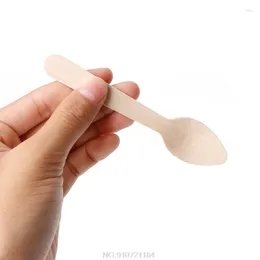 Spoons 100Pcs Disposable Mini Wooden Spoon Ice Cream Dessert Wedding Parties N19 20 Drop