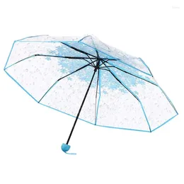 Umbrellas Transparent Flower Umbrella Cherry Blossom Girl's Clear Folding High Transparency Rain For Women Adults Girls