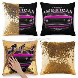 Pillow Case Muscle Car Pink Sequin Pillowcase Glitter Pillowcases Childhood Bedroom Decor Nice Gift Musclecar Vintage