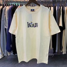 Kith T Shirt Men's Black White Apricot Casual KITH Tee Men Women Kith Classic Flower Bird Print Kith T Shirt Loose Short Sleeve with Tag Kith Hoodie 268