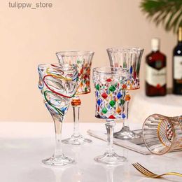 Wine Glasses Luxury Goblet Crystal Glass Refracts Rainbow Luster Hand-painted Red Wine Glass Italian Style Champagne Glass L240323