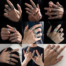 Men's Hip Hop Set Frog Snake Skull Cool Punk Gothic Spider Combination Ring for Men