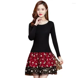 Casual Dresses 2024 Y2k Tops Autumn Women Knitted Sweater Holiday Long Dress With Sleeves Female Clothing Knitwear Pullover Streetwear