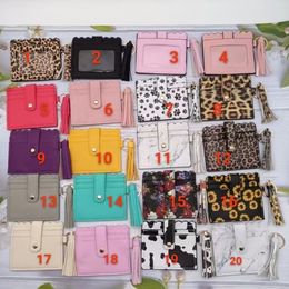 Wholesale of cross-border PU leather sunflower card bags, cow leopard print identification bags, tassels, and zero wallets