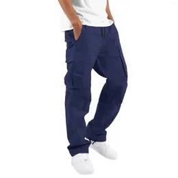 Men's Pants Spring Summer Mens Cargo Casual Solid Sports Trousers Work Wear Overalls Multi Pocket Full Length Male 2024