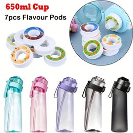Sports Air Water Bottle BPA Free Drinking Bottles 650ML Fruit Fragrance Cup with 7 Flavour pods Outdoor Tableware 240320