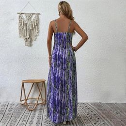 Casual Dresses Printed Maxi Gown Bohemian Style Women's Vacation Dress For Beach Resort Wear V Neck Loose Sleeveless Sundress