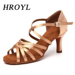 Boots Hroyl Latin Dance Shoes for Woman Girls Ladies Ballroom Modern Tango Dancing Shoes Rhinestone Practise Dropshipping