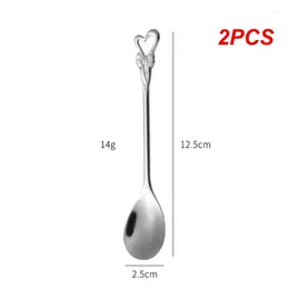 Coffee Scoops 2PCS Stainless Steel Spoon Bird's Nest Honey Stirring Rose Heart Gold Shaped Kitchen Tableware