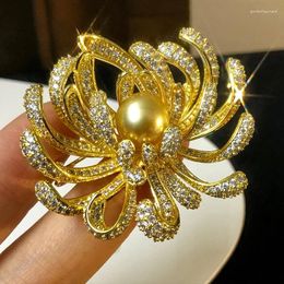 Brooches MeibaP 9-10mm Natural Black Pearl Flower Corsage Brooch Fashion Sweater Jewellery For Women Empty Tray