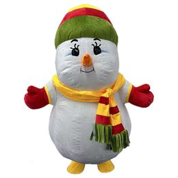 Mascot Costumes 2m Cute Iatable Snowman Costume for Christmas and New Year Entertainments Adult Full Wearable Fancy Dress Blow Up Suit Events