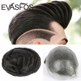 Toupees Toupees EVASFOS Men's 0.030.04mm Thin PU Human Hair Male Transparent Hair Replacement System Men Toupee Human Hair Pieces