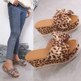 Slippers High Wedges For Women Sandals Bowknot Platform Mules Slip On Shoes Woman Slides Casual Open Toe