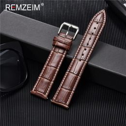 Calfskin Leather Watch Strap 16mm 18mm 20mm 22mm 24mm Watchband For Women Men Watch Accessories Solid Buckle Black Brown 240313