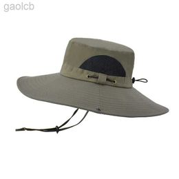 Wide Brim Hats Bucket Hats Mens summer fisherman hat wide Brim bucket hat suitable for women breathable outdoor UV resistant sun hat hiking fishing Panama hat 24323