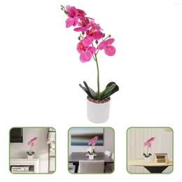 Decorative Flowers Artificial Flower Phalaenopsis Fake Potted Plants Ornament Decor In Lifelike Small Bonsai Roses Indoor