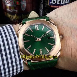 42mm Octo 101963 101964 Green Dial Automatic Mens Watch Rose Gold Green Leather Strap High Quality Cheap New Wristwatches2757
