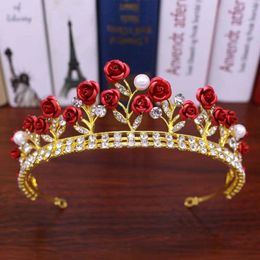 Hair Clips Wedding Jewelry Princess Gold Color Rhinestone Accessories Headband Bridal Tiara Crown Headwear Diadem