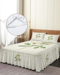 Bed Skirt Vintage Country Plant White Rose Flower Elastic Fitted Bedspread With Pillowcases Mattress Cover Bedding Set Sheet