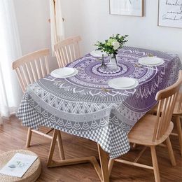 Table Cloth Hippie Mandala Art Bohemian Waterproof Dining Tablecloth Kitchen Decorative Coffee Cuisine Party Cover