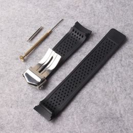 New Watchband strap 22mm Stainless Steel Deployment Black Diving Silicone Rubber Holes Watch Band Strap for Gear S3 replacement201Z