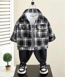 Boys' Coat Trend Jackets 2024 Spring and Autumn New Boys' Thin Clothes Baby Children's Cheque Trendy