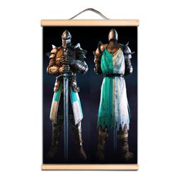 Vintage Armor Warrior Artwork Wooden Scroll Painting Wall Hanging Banner - Upgrade Your Room Wall Decor with Templar Knight Art Poster Wall Charts LZ01