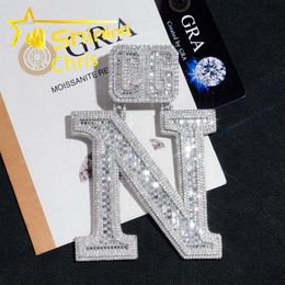 Custom Initial Letter Gold Plated Hip Hop Diamond Jewellery Sterling Sier VVS Moissanite Personalised Name Pendant