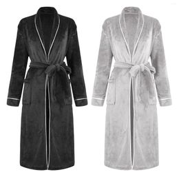 Men's Sleepwear Mens Bathrobe Warm Autumn Winter Fleece Couple Night Gown Flannel Pyjamas Home Clothes Thicken Plus Velvet Kimono Robe