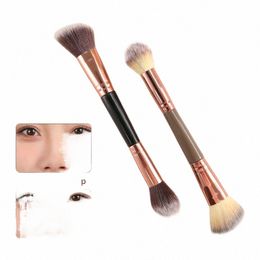 1 Pc Double Ended Ctour Brush Sculpting Brush Powder Blush Brush Makeup Brushes Cosmetic Tools Facial G9rq#
