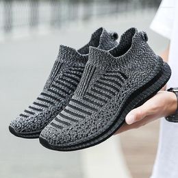 Casual Shoes Brand Mens Running Knitting Sock Sneakers Spring Summer Slip On Flat Men Plus Size Loafers Flats Sport Tennis