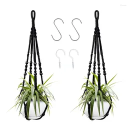 Garden Decorations 2Pcs Macrame Hanging Planter Set Handmade Plant Stand For Indoor And Outdoor Decor