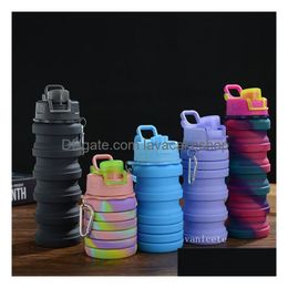 Water Bottles Home 500Ml Portable Kettle Retractable Sile Bottle Folding Collapsible Coffee Waters Travel Drinking Cups Mugs 60Pcs Dro Dhhgx