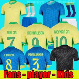 2024 CASEMIRO JESUS Brasil camisas de futebol RIHARLISON Camiseta RAPHINHA PAQUETA VINI JR RODRYGO Brasil maillots camisa de futebol homens crianças uniforme FÃS Jogador