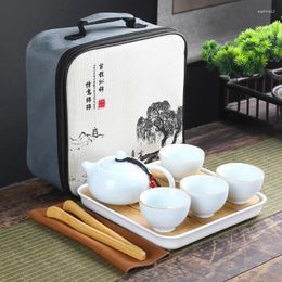 Teaware Sets With Bag Simple 4 Cups Chinese Tea Set Travel Ceramic Portable Teapot Porcelain Teaset Gaiwan Tool