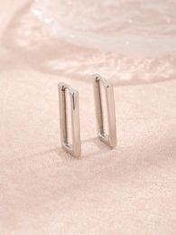 Stud Earrings 2024 Japan And South Korea Selling S925 Sterling Silver Rectangular For Women Fashion Versatile