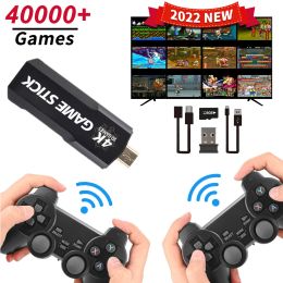 Consoles 128G 40000 Games Retro Game Console 4K HD Game Stick TV Video Game Console 2.4G Double Wireless Controller For PSP PS1 GBA