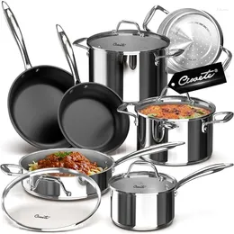 Cookware Sets Stainless Steel Nonstic Pots And Pans Set - 11PC 18/10