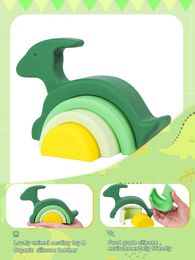 Sorting Nesting Stacking toys The Best Choice for Baby Silicone Teeth Toys No Bpa Dinosaur Animal Architecture Stacked Block Christmas 240323