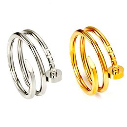 Canding stainless steel ring with simple nail design titanium steel fashionable index finger ring spiral ring