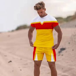 Summer Mens Sets Tracksuit Oversized Short Streetwear Tracksuit 2 Pieces TShirt Shorts Set Male Jogging Suit Men Clothing 240315