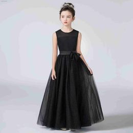 Girl's Dresses 2024 Shiny Sheep Youth Bridal Dress Sleeveless Flower Girl Wedding O-Neck Childrens First Communication 24323