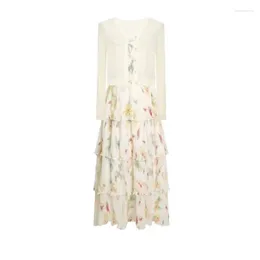 Casual Dresses French Elegant Sexy 4-Layer Lotus Leaf Vest Dress Fashionable And Sweet Floral Printed Chiffon Princess Strap Beach