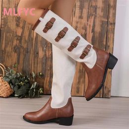 Boots Retro Brown Thick Heel Knight Women's Autumn And Winter High Barrel Long Round Head Sexy