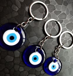 Size 25MM 30MM 35MM 40MM Personalised Glazed Blue Evil Eye Keychain Pendant Fashion Turkish Devil's Eyes Key Ring Gift Accessories