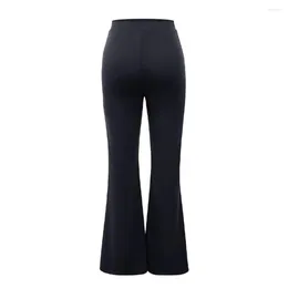 Women's Pants Flattering Leg Shape Women Casual Trousers Trendy High Waist Flared For Spring Autumn Solid Streetwear