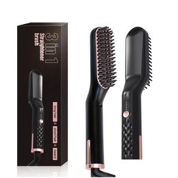 Hair Salon Irons Professional Facial Men Mtifunctional Styler Electric Comb Quick Styling Straightening Brush Drop Delivery Products C Otkpc