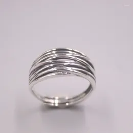 Cluster Rings Genuine/Original Silver 925 Ring For Men Retro Mesh Pattern Opne 7-12