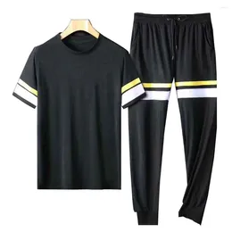 Men's Tracksuits European And American 2024 High-end Round Neck Short Sleeve Trousers Leisure Sports Two-piece Set